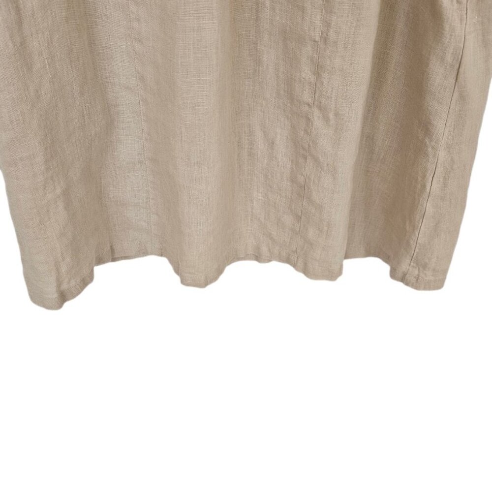 Gudrun Sjoden 100% Linen Dress Embroidered Neutral Tan Cream S - Picture 3 of 10